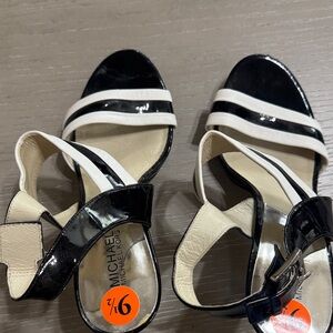Michael Kors Black and Cream Strappy Sandals